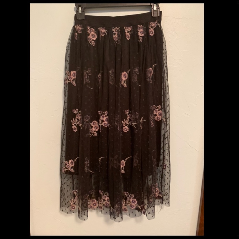 Miami Black Floral Midi Skirt